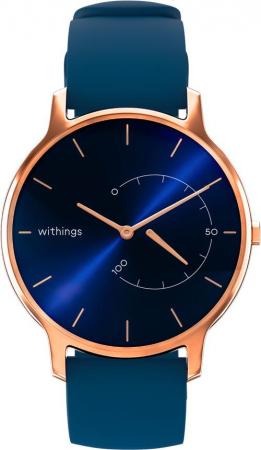 Withings Silicone Wristband 18mm w Rose Gold buckle for Scanwatch 38mm, Steel HR 36mm, Withings Move, Move ECG, Steel - deep Blue [0]