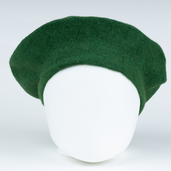 Bereta frantuzeasca verde inchis din stofa de lana shopika imagine noua 2022