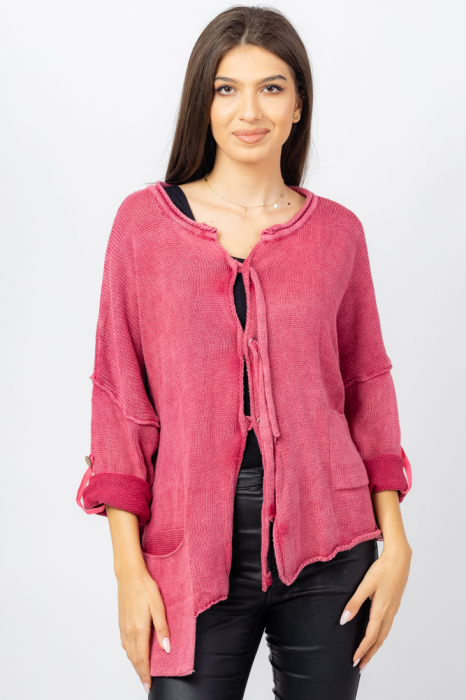 Blazer casual tricotat roz