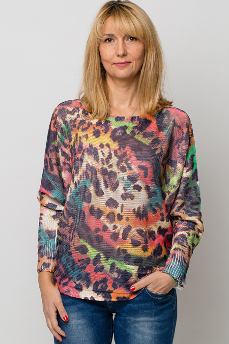 Bluza cu maneca fluture si imprimeu animal print