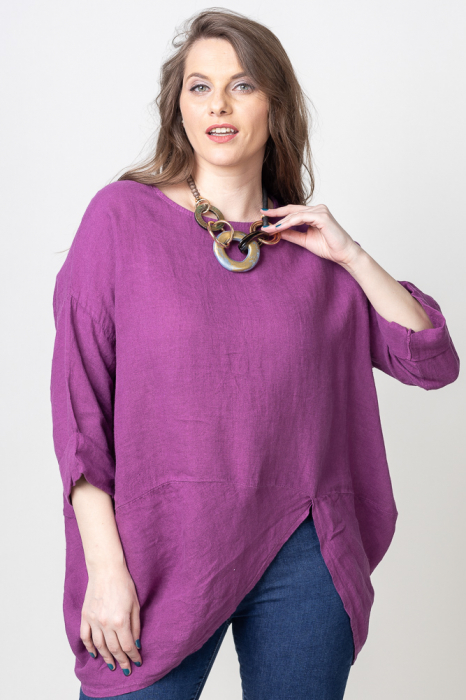 Bluza lalea din in, oversize, mov