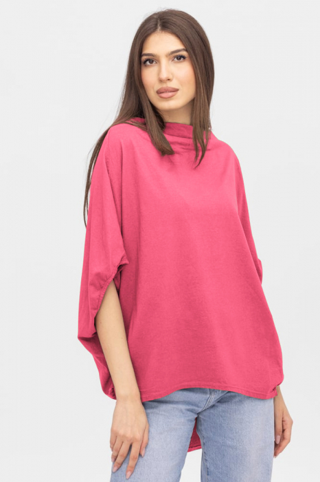 Bluza lalea, oversize, din bumbac, fucsia