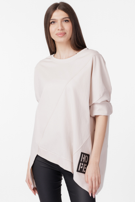 Bluza tunica cu colturi asimetrice Hope, bej