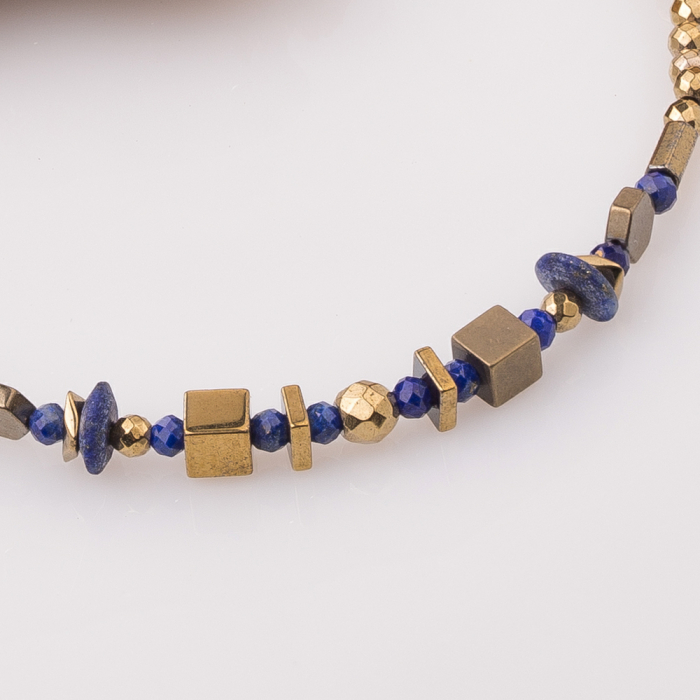 Bratara subtire din hematit auriu si lapis lazuli [2]