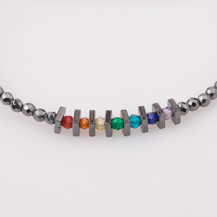 Bratara subtire din hematit gri si cubic zirconia multicolor [2]