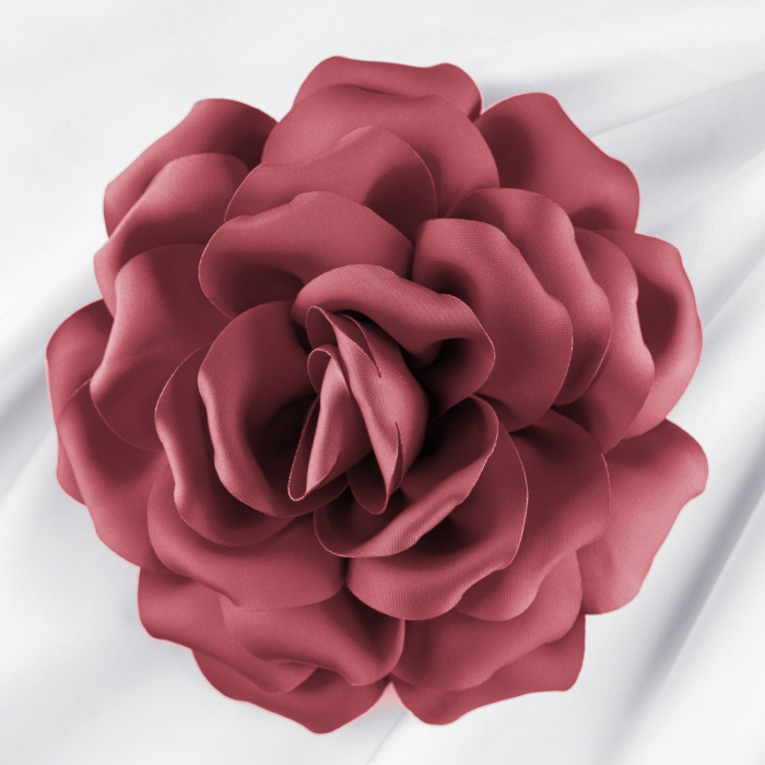Brosa floare roz inchis cu diamtetru de 15 cm, cu clips pentru par