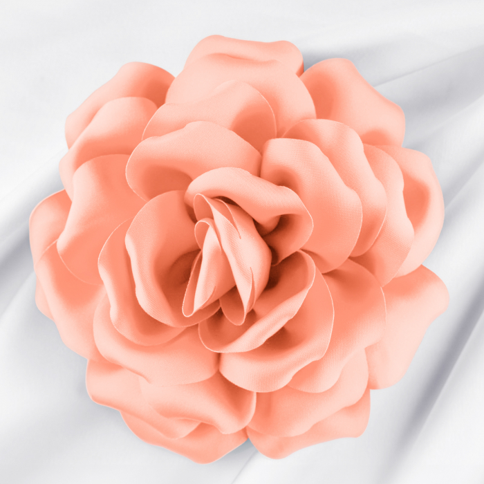 Brosa floare roz somon cu diamtetru de 15 cm, cu clips pentru par