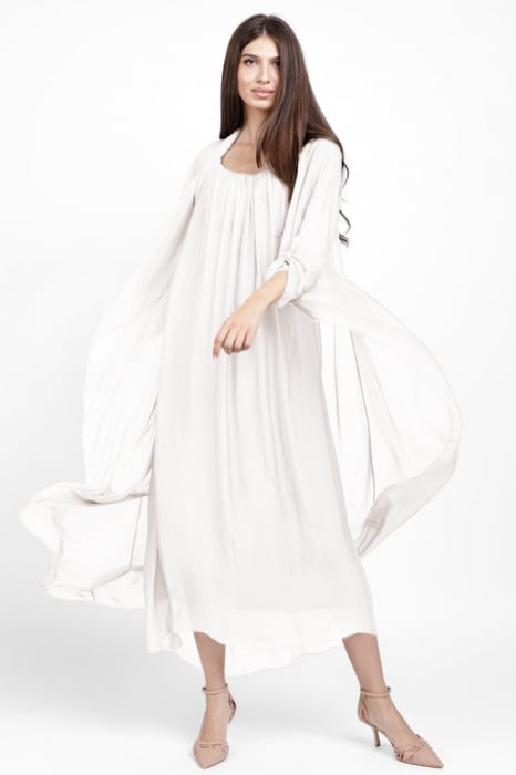 Compleu cu rochie si blazer din matase naturala, alb