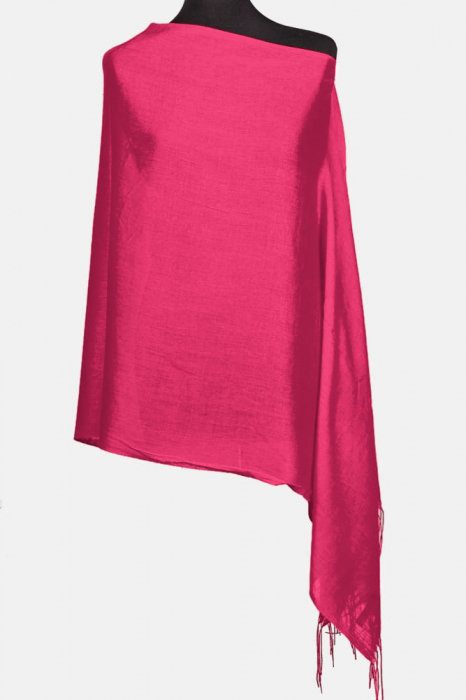 Esarfa fucsia din cashmere subtire dreptunghiulara