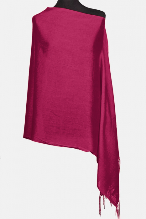 Esarfa fucsia inchis din cashmere subtire dreptunghiulara