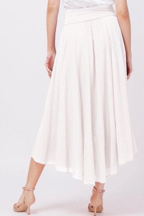 Fusta lunga alba, ampla, clos, din batist de bumbac [2]