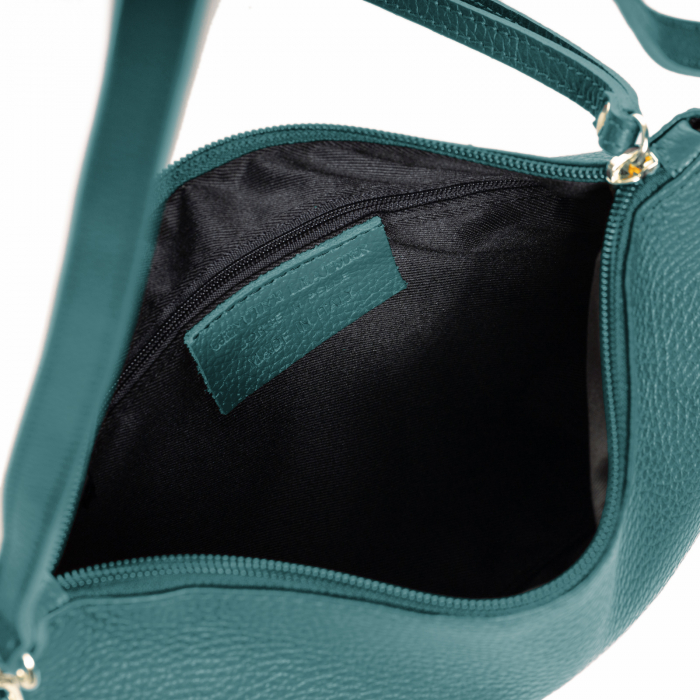 Geanta plic crossbody turcoaz inchis, din piele naturala [3]