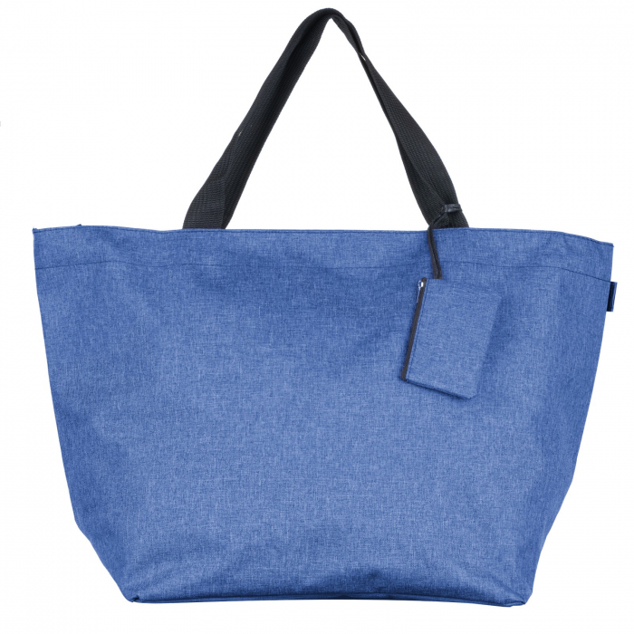Geanta shopper multifunctionala medie din material textil panzat, albastru paatel