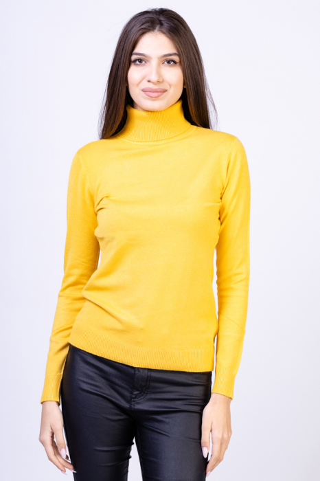 Helanca pulover cu guler inalt, galbena shopika imagine noua 2022