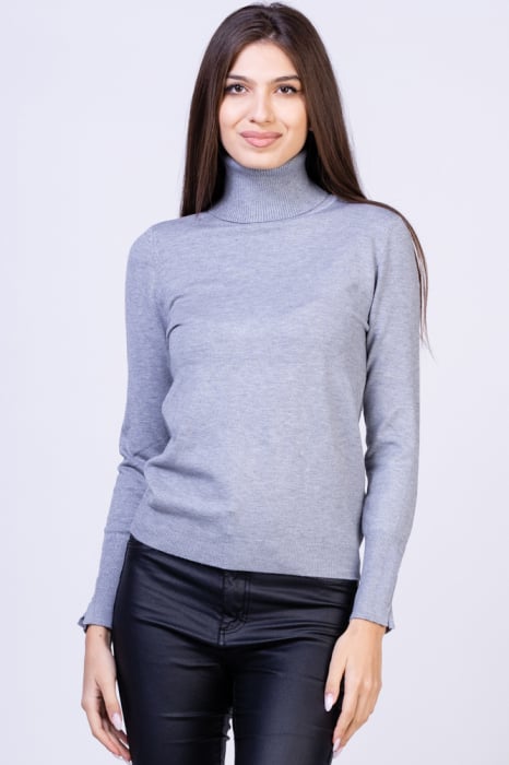 Helanca pulover cu guler inalt, gri Cardigane imagine noua 2022