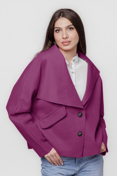 Jacheta scurta oversize, din stofa magenta