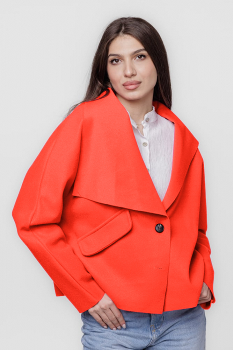 Jacheta scurta oversize, din stofa portocalie