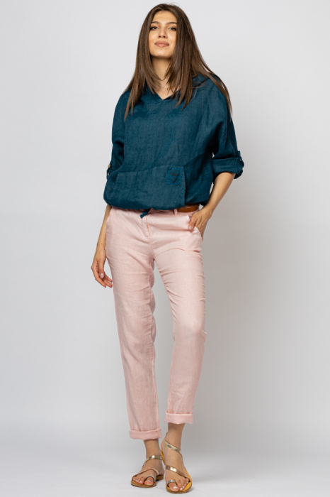 Pantaloni pana din in, roz