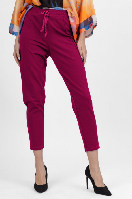 Pantaloni pana magenta din jerseu de vascoaza, casual