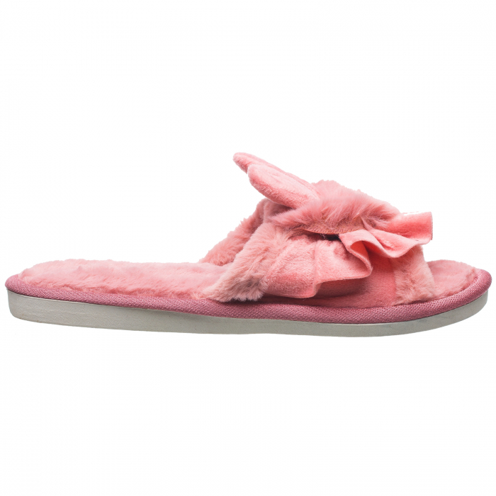 Papuci de casa roz cu decoratiune urechi de iespuras [1]