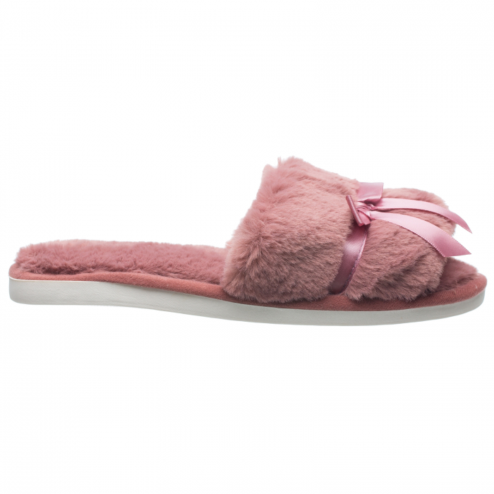 Papuci de casa roz cu panglica si funda imagine noua 2022