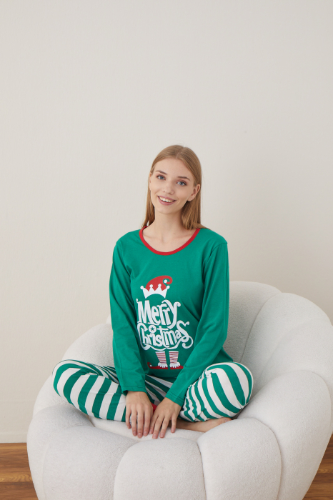 Pijama de Craciun din bumbac, doua piese cu Merry Christmas [2]