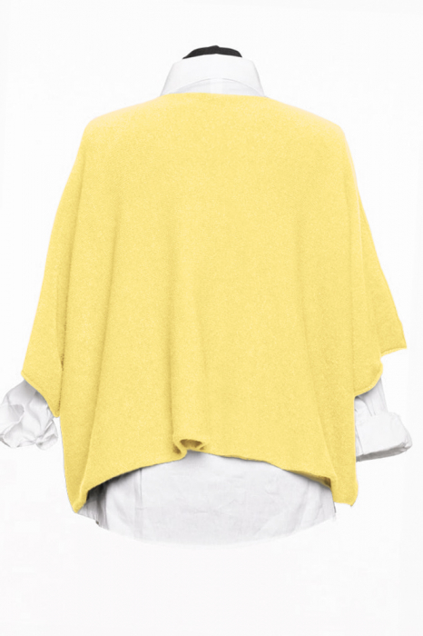 Pulover versatil cu maneca fluture din vascoza, galben pai [2]
