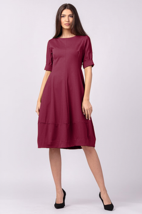 Rochie lalea cambrata din jerseu punto milano, bordo