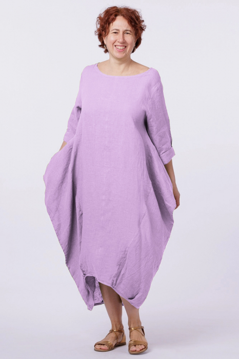 Rochie lalea in colturi, din in lila