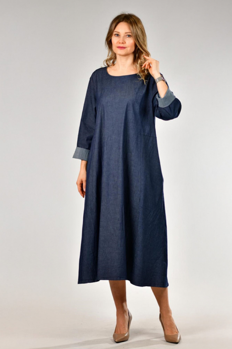 Rochie lunga A-line din blug denim