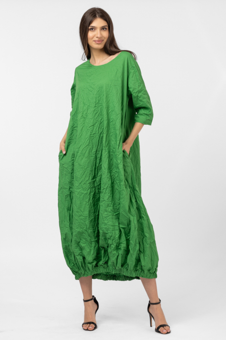 Rochie lunga gogosar din vascoza sifonata, verde