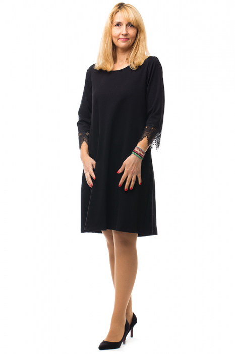 Rochie neagra office din tricot plin