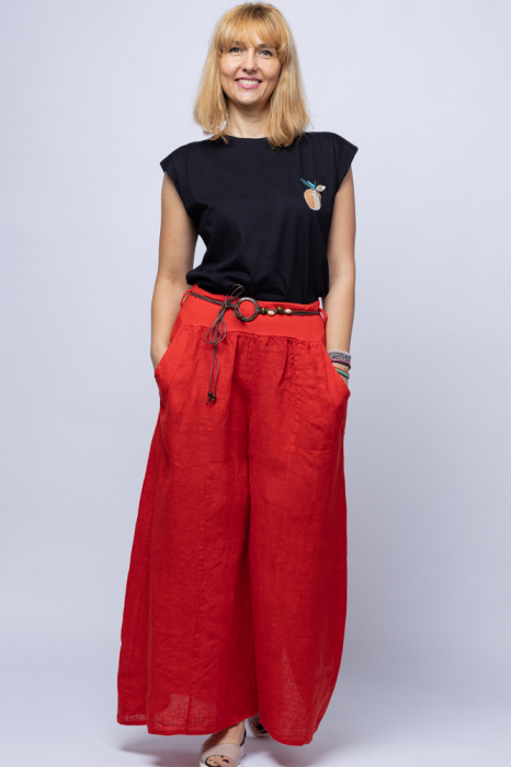 Tricou negru cu umeri si imprimeu apple , din bumbac