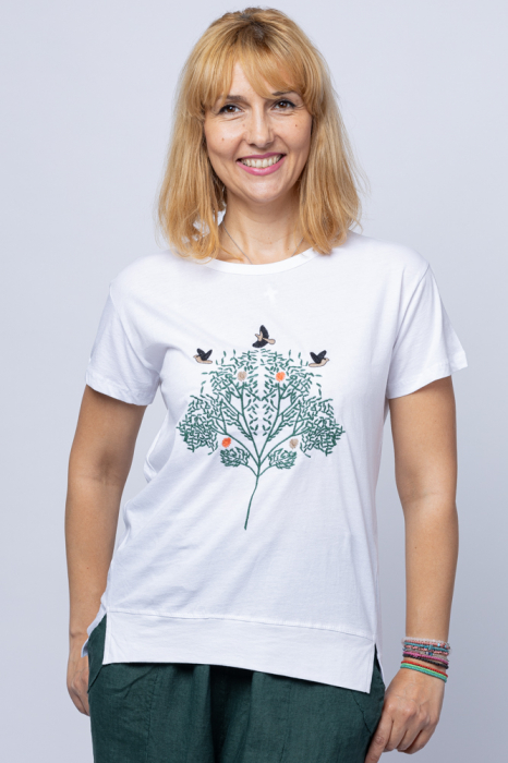 Tricou pomul vietii , brodat, din bumbac