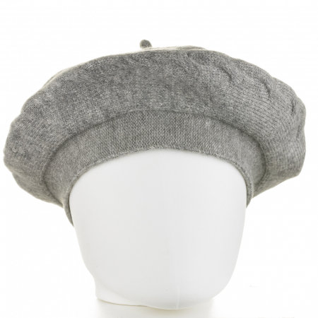 Berete - Bereta gri cu model gen tricotaj cu opturi, din lana