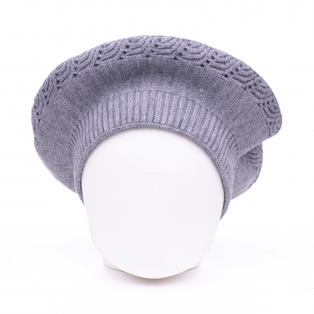 Berete - Bereta gri cu model tricotaj cu braduti, din lana