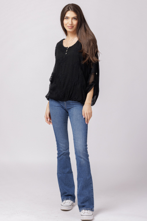 Bluza din matase si vascoza neagra brodata si dantela pe spate [1]