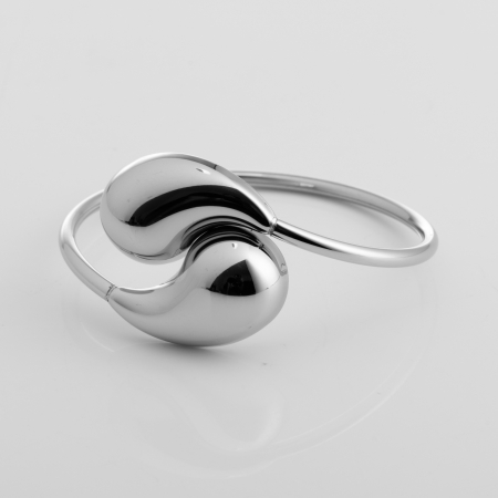 Brățări - Bratara semirigida elastica cu doua picaturi din otel inoxidabil argintiu