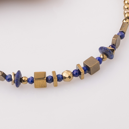 Bratara subtire din hematit auriu si lapis lazuli [1]