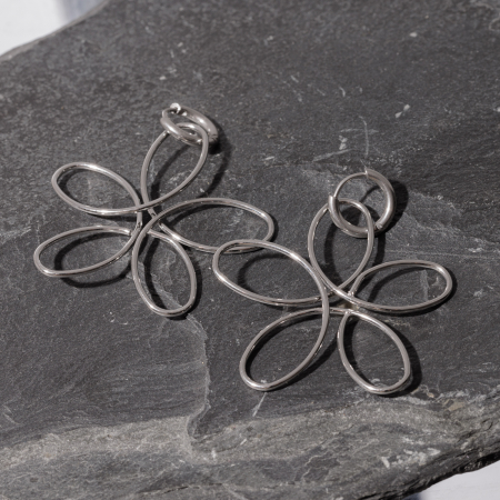 Cercei - Cercei in forma de floare din otel inoxidabil argintiu