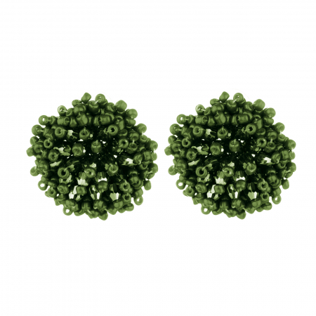 Cercei - Cercei in forma de papadie cu pietricele mici verde oliv