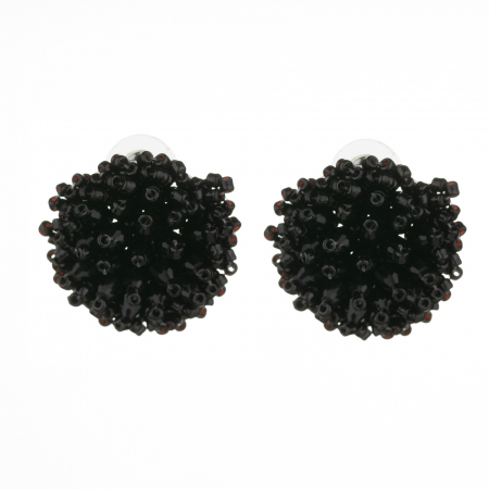 BIJUTERII - Cercei in forma de papadie cu pietricele mici negre