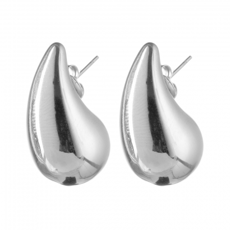 Cercei - Cercei in forma de picatura din otel inoxidabil argintiu, model gen botega venetta