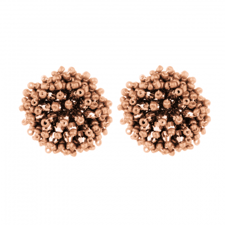 Cercei - Cercei in forma de papadie cu pietricele mici bej