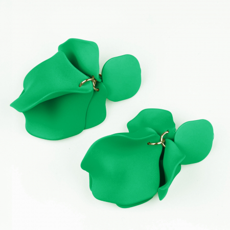 Cercei - Cercei verde intens cu patru petale mari si mici