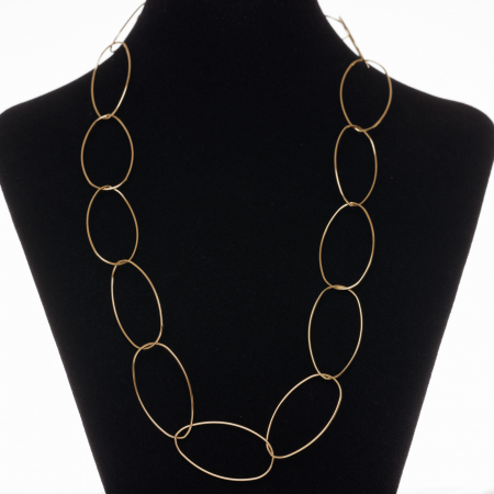 BIJUTERII - Colier fin cu zale egale mari din otel inoxidabil auriu