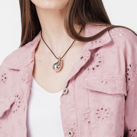 BIJUTERII - Colier reglabil in forma de picatura din otel inoxidabil auriu, model gen botega venetta