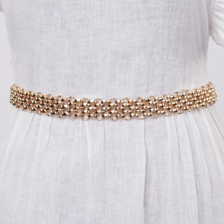 Curele & Centuri - Curea metalica aurie 2.5 cm,  impletitura flexibila