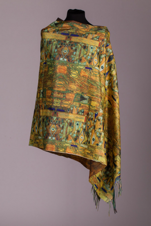 Esarfa cashmere cu doua fete imprimata cu reproducere dupa "Sarutul " lui Klimt [1]
