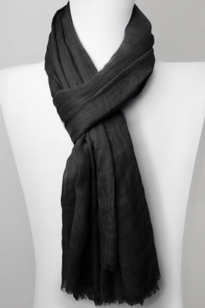 Eșarfe tip Pareo - Esarfa dreptunghiulara din matase si vascoza, neagra